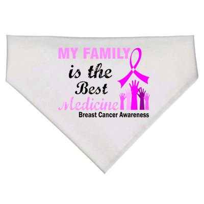 My Family Is The Best Medicine Breast Cancer Awareness USA-Made Doggie Bandana