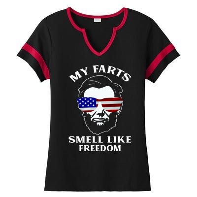 My Farts Smell Like Freedom Abraham Lincoln Ladies Halftime Notch Neck Tee