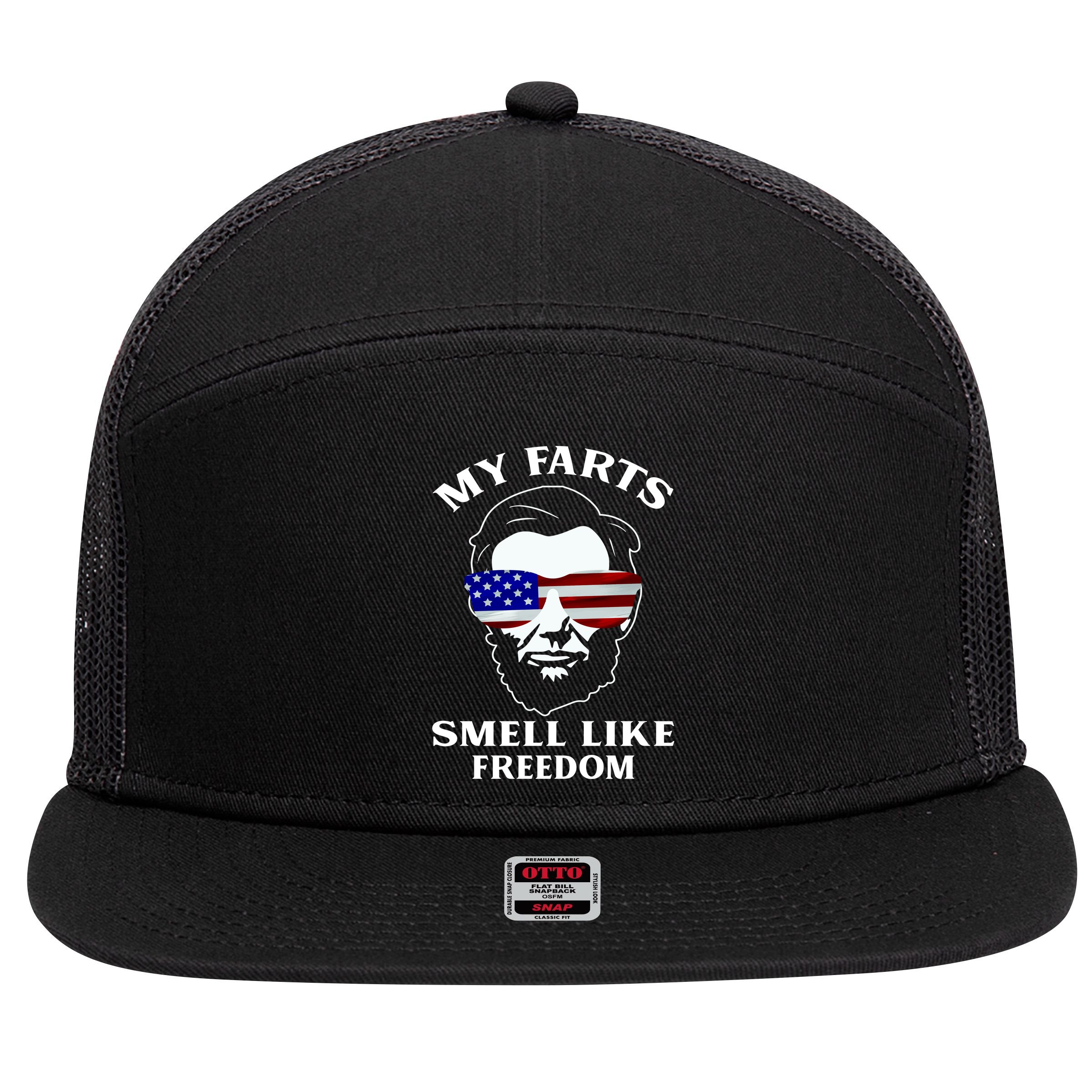 My Farts Smell Like Freedom Abraham Lincoln 7 Panel Mesh Trucker Snapback Hat