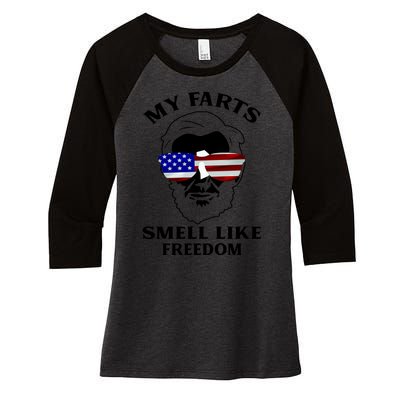 My Farts Smell Like Freedom Abraham Lincoln Women's Tri-Blend 3/4-Sleeve Raglan Shirt