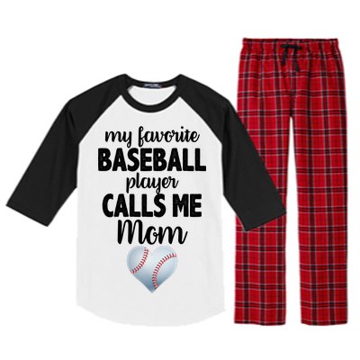 My Favorite Baseball Player Calls Me Mom Raglan Sleeve Pajama Set