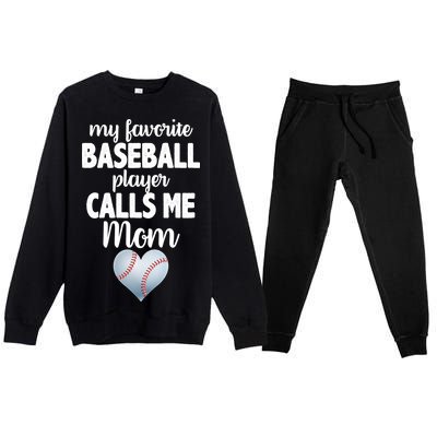 My Favorite Baseball Player Calls Me Mom Premium Crewneck Sweatsuit Set