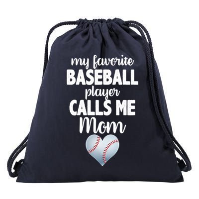 My Favorite Baseball Player Calls Me Mom Drawstring Bag