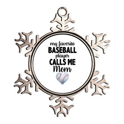 My Favorite Baseball Player Calls Me Mom Metallic Star Ornament