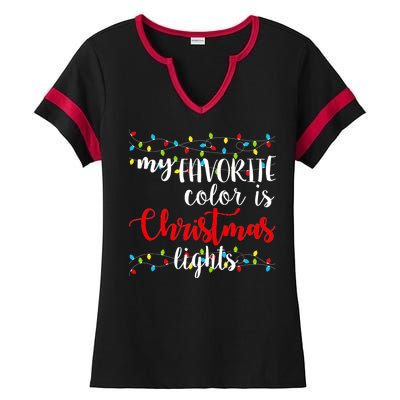 My Favorite Color Is Christmas Lights Ladies Halftime Notch Neck Tee