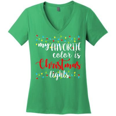 My Favorite Color Is Christmas Lights Women's V-Neck T-Shirt