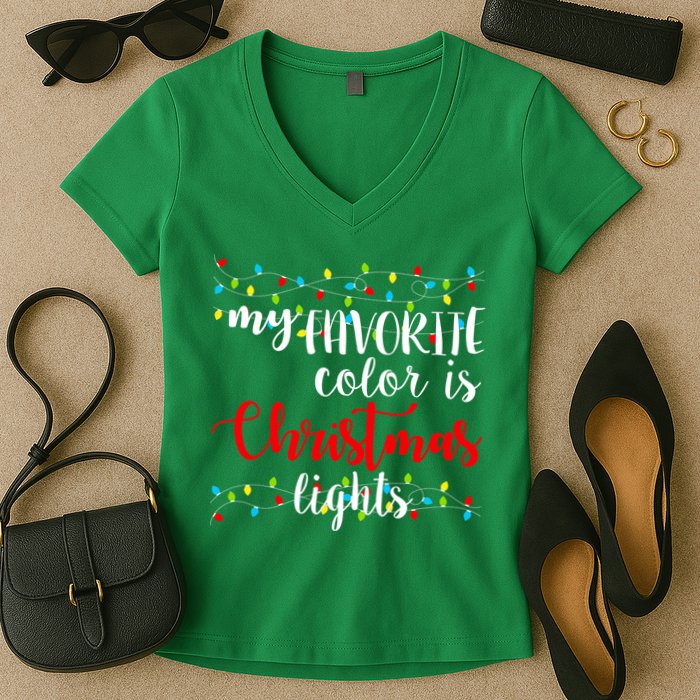 My Favorite Color Is Christmas Lights Women's V-Neck T-Shirt
