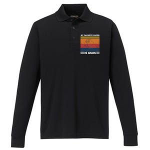 My Favorite Cord Is Gsus Performance Long Sleeve Polo