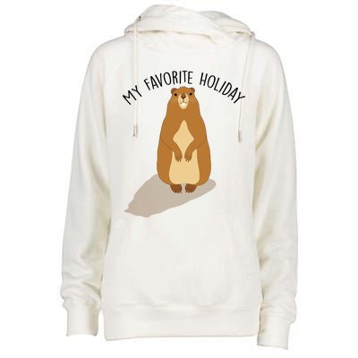 My Favorite Holiday Groundhog Day Womens Funnel Neck Pullover Hood