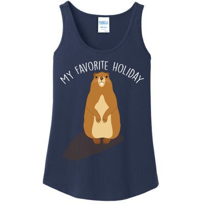 My Favorite Holiday Groundhog Day Ladies Essential Tank