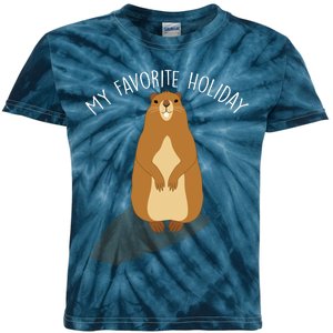 My Favorite Holiday Groundhog Day Kids Tie-Dye T-Shirt