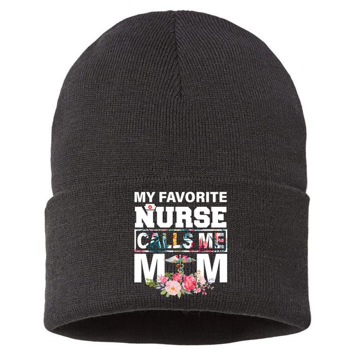 My Favorite Nurse Calls Me Mom Sustainable Knit Beanie