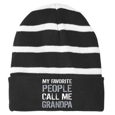 My Favorite People Call Me Grandpa Striped Beanie with Solid Band