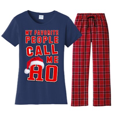 My Favorite People Call Me Ho Christmas Santa Claus Women's Flannel Pajama Set