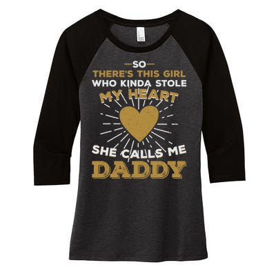 My Favorite Person Calls Me Daddy Women's Tri-Blend 3/4-Sleeve Raglan Shirt