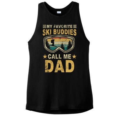 My Favorite Ski Buddies Call Me Dad Ladies PosiCharge Tri-Blend Wicking Tank