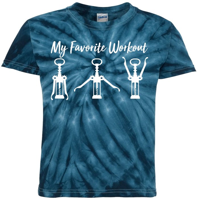 My Favorite Workout Wine Lover Kids Tie-Dye T-Shirt