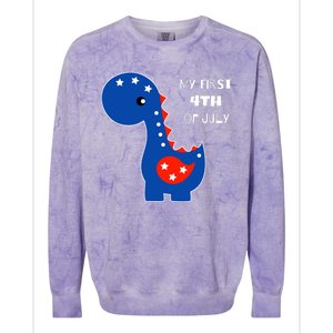 My First 4th of July Cute Dinosaur Colorblast Crewneck Sweatshirt