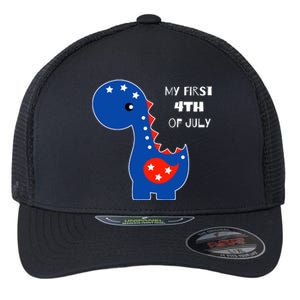 My First 4th of July Cute Dinosaur Flexfit Unipanel Trucker Cap