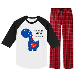 My First 4th of July Cute Dinosaur Raglan Sleeve Pajama Set