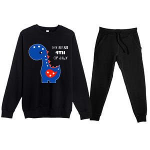 My First 4th of July Cute Dinosaur Premium Crewneck Sweatsuit Set