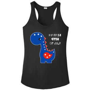 My First 4th of July Cute Dinosaur Ladies PosiCharge Competitor Racerback Tank