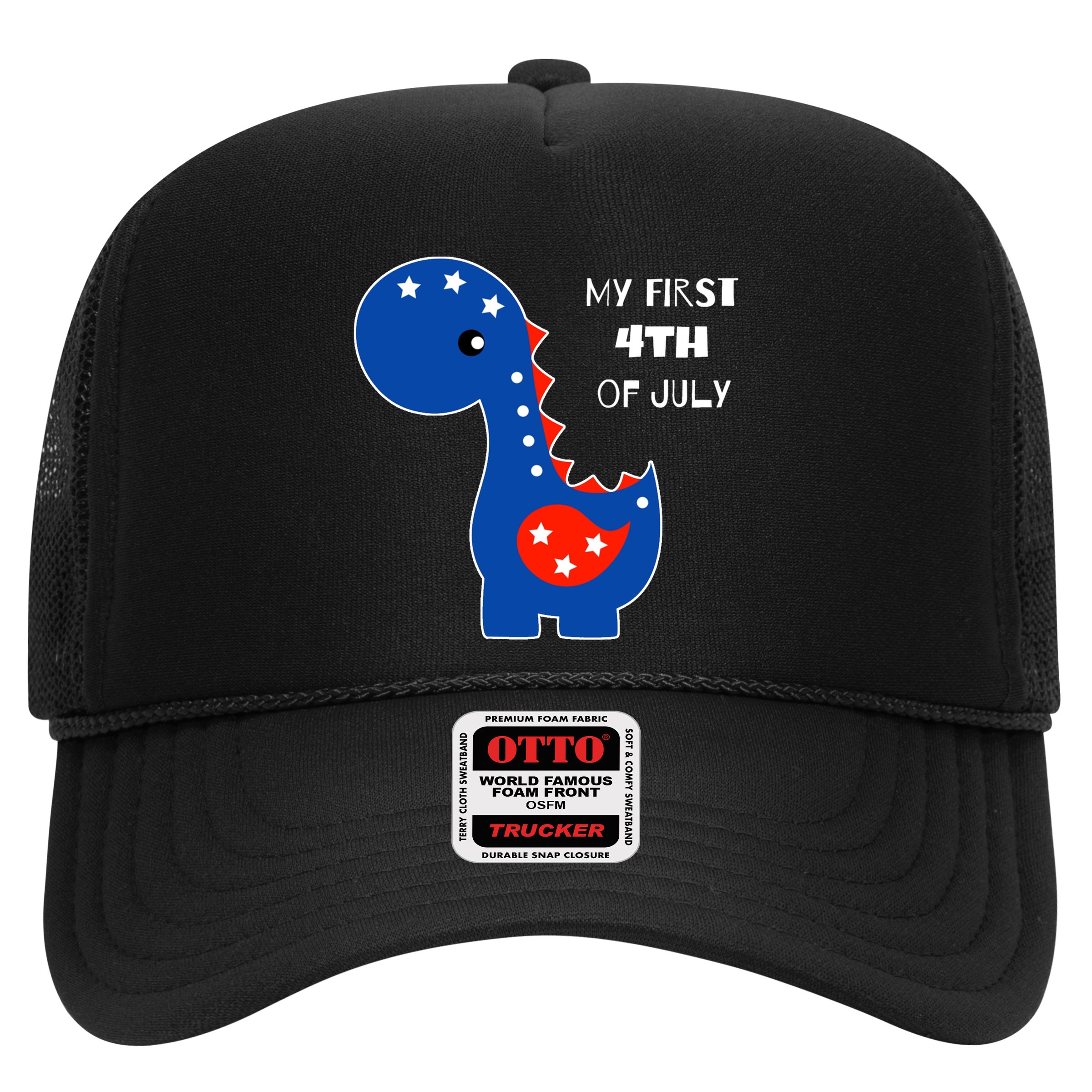 My First 4th of July Cute Dinosaur Trucker Hat
