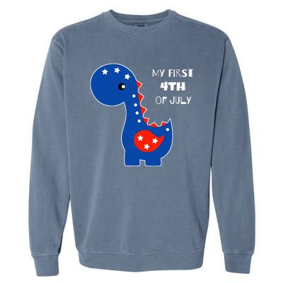 My First 4th of July Cute Dinosaur Garment-Dyed Sweatshirt