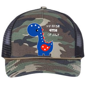 My First 4th of July Cute Dinosaur Retro Rope Trucker Hat Cap