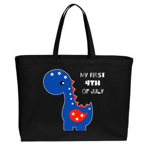 My First 4th of July Cute Dinosaur Cotton Canvas Jumbo Tote