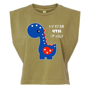 My First 4th of July Cute Dinosaur Garment-Dyed Women's Muscle Tee