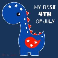 My First 4th of July Cute Dinosaur 7 Panel Mesh Trucker Snapback Hat