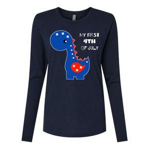 My First 4th of July Cute Dinosaur Womens Cotton Relaxed Long Sleeve T-Shirt