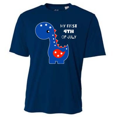 My First 4th of July Cute Dinosaur Cooling Performance Crew T-Shirt