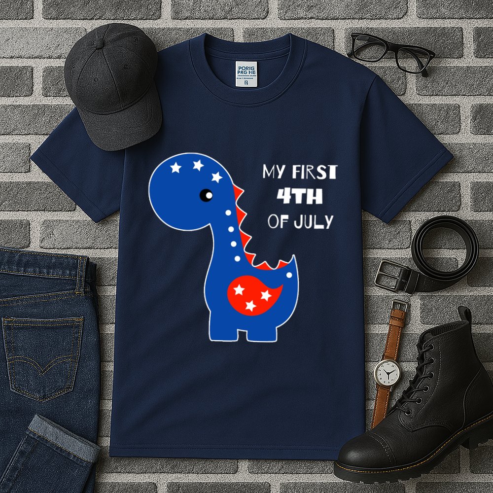 My First 4th of July Cute Dinosaur Tall T-Shirt