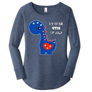 My First 4th of July Cute Dinosaur Women's Perfect Tri Tunic Long Sleeve Shirt