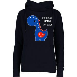 My First 4th of July Cute Dinosaur Womens Funnel Neck Pullover Hood