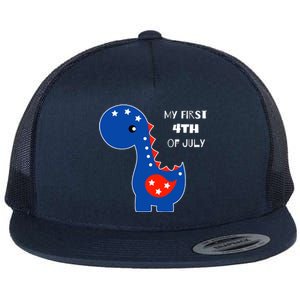 My First 4th of July Cute Dinosaur Flat Bill Trucker Hat