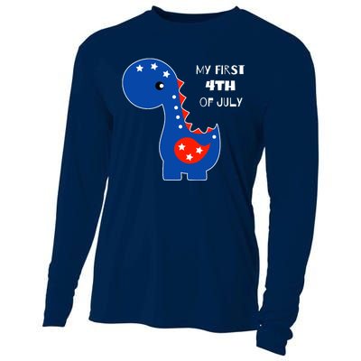 My First 4th of July Cute Dinosaur Cooling Performance Long Sleeve Crew