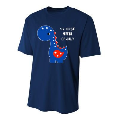 My First 4th of July Cute Dinosaur Performance Sprint T-Shirt