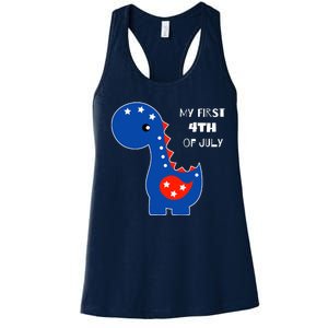 My First 4th of July Cute Dinosaur Women's Racerback Tank