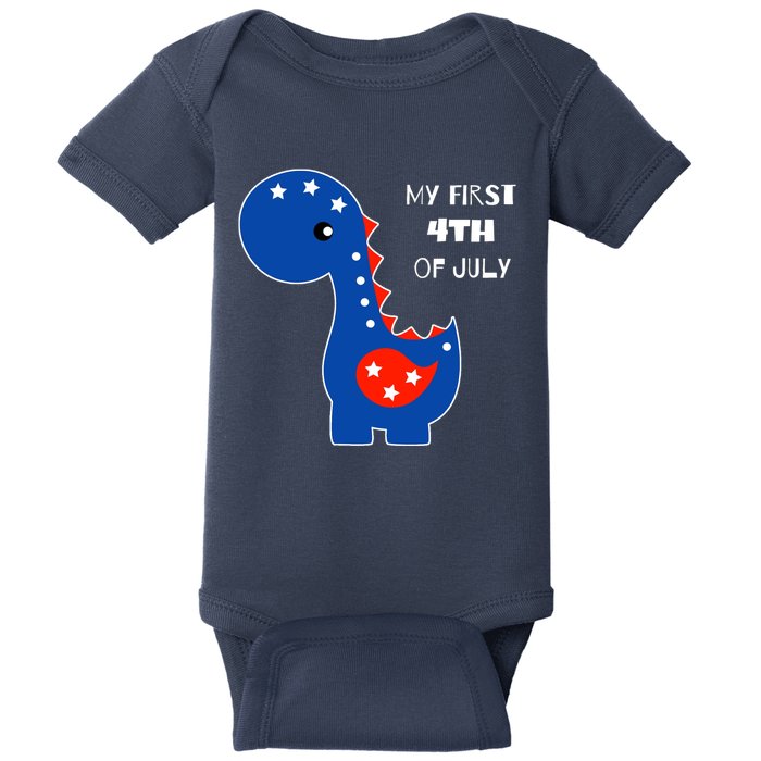 My First 4th of July Cute Dinosaur Baby Bodysuit