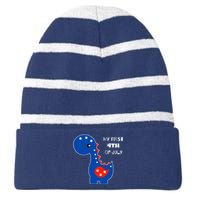 My First 4th of July Cute Dinosaur Striped Beanie with Solid Band