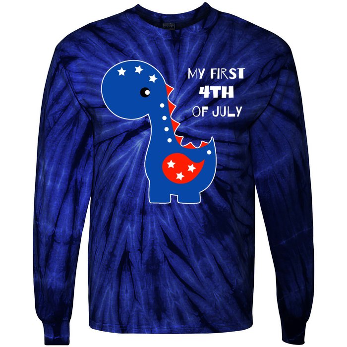 My First 4th of July Cute Dinosaur Tie-Dye Long Sleeve Shirt