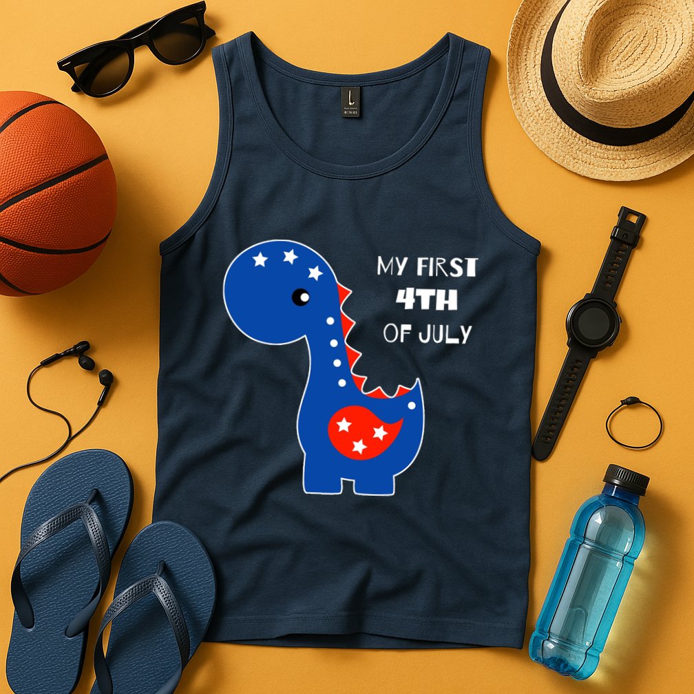 My First 4th of July Cute Dinosaur Tank Top