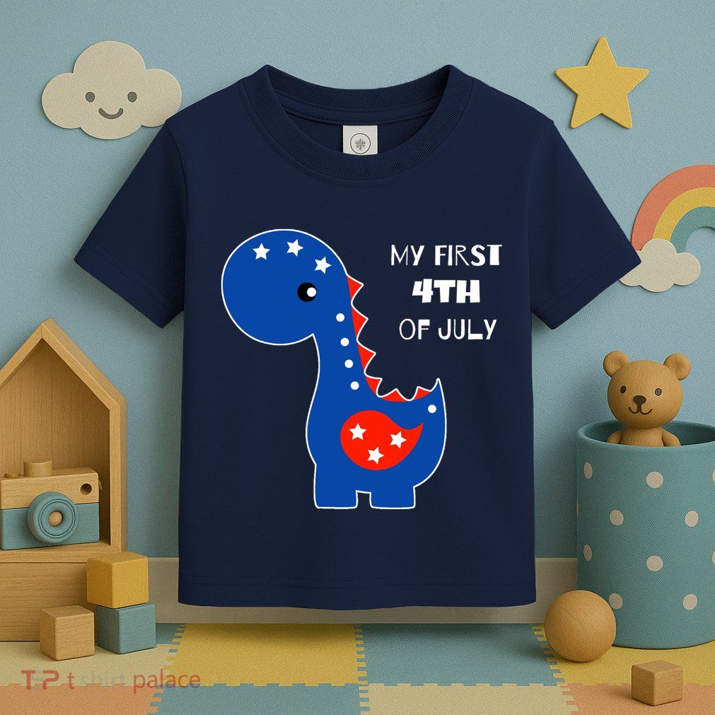 My First 4th of July Cute Dinosaur Toddler T-Shirt