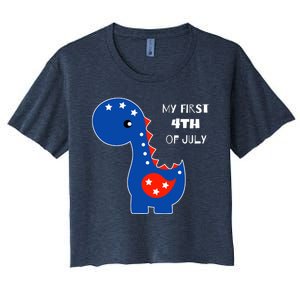 My First 4th of July Cute Dinosaur Women's Crop Top Tee