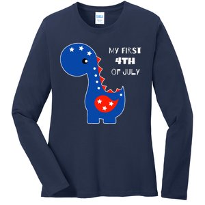 My First 4th of July Cute Dinosaur Ladies Long Sleeve Shirt