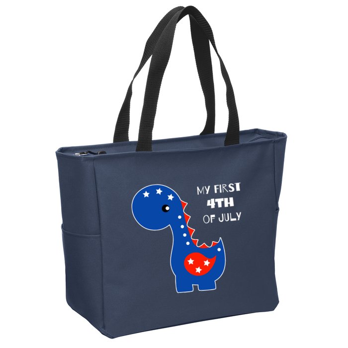 My First 4th of July Cute Dinosaur Zip Tote Bag