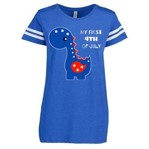 My First 4th of July Cute Dinosaur Enza Ladies Jersey Football T-Shirt